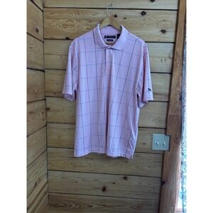 Oxford Golf Super Dry Coolmax Polo Shirt Mens Large Pink Windowpane Shadow Ridge
